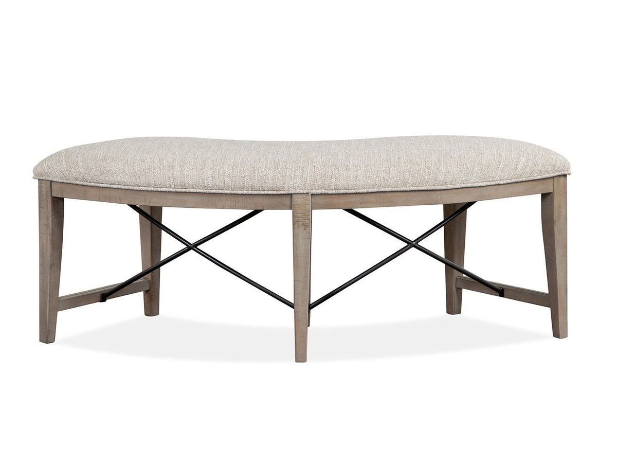 Paxton Place - Curved Bench With Upholstered Seat - Dovetail Gray, photo 5 of 7