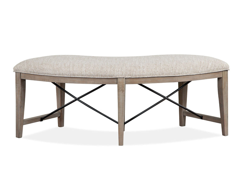 Paxton Place - Curved Bench With Upholstered Seat - Dovetail Gray, photo 5 of 7
