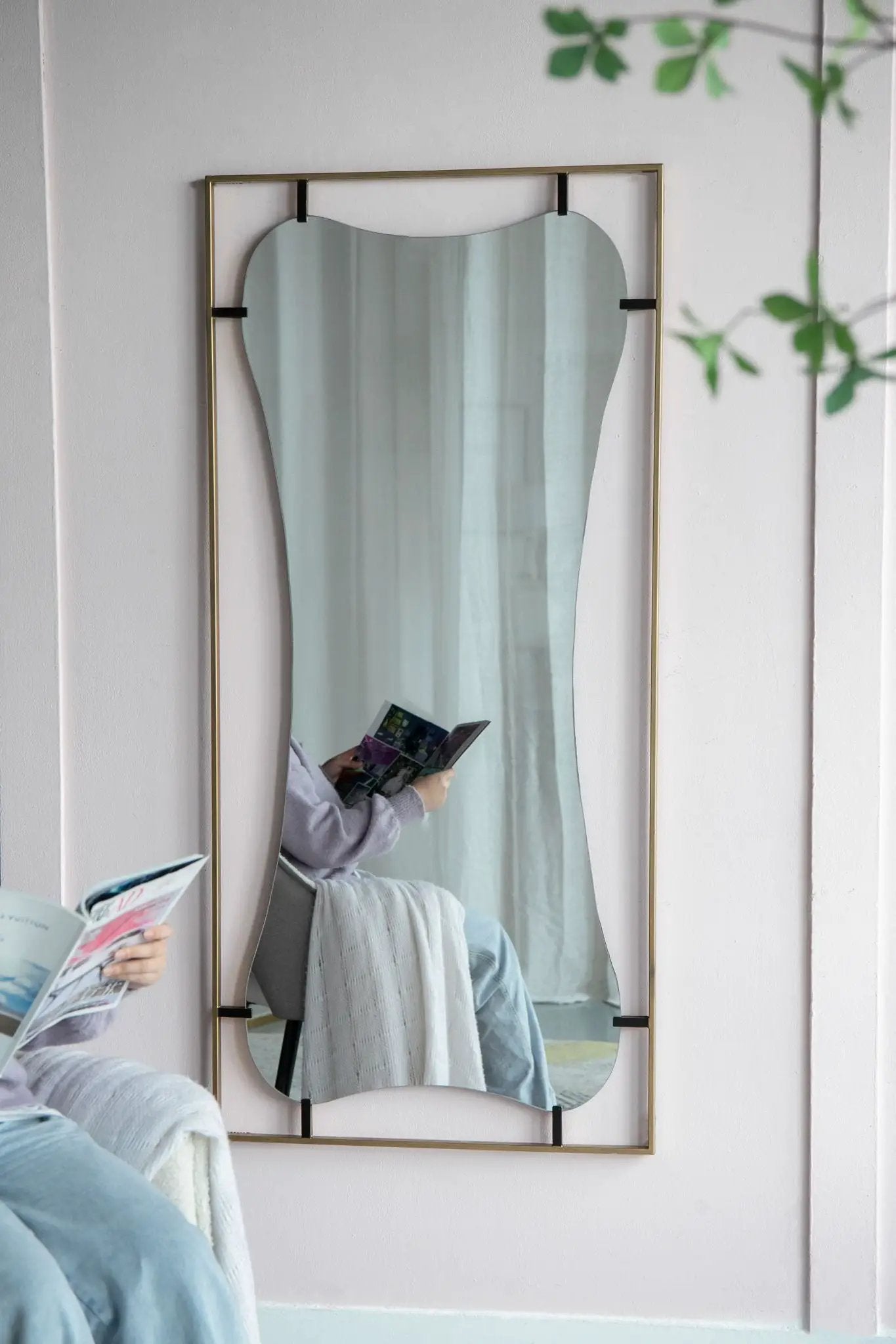 Poppy Mirror With Metal Frame Contemporary Design For Bathroom, Entryway Wall Decor by HouseOfZazla