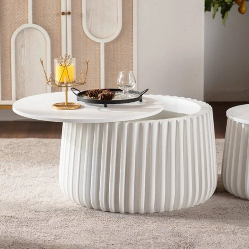 White Round Storage Table Set with Lift-Off Lid by HouseOfZazla