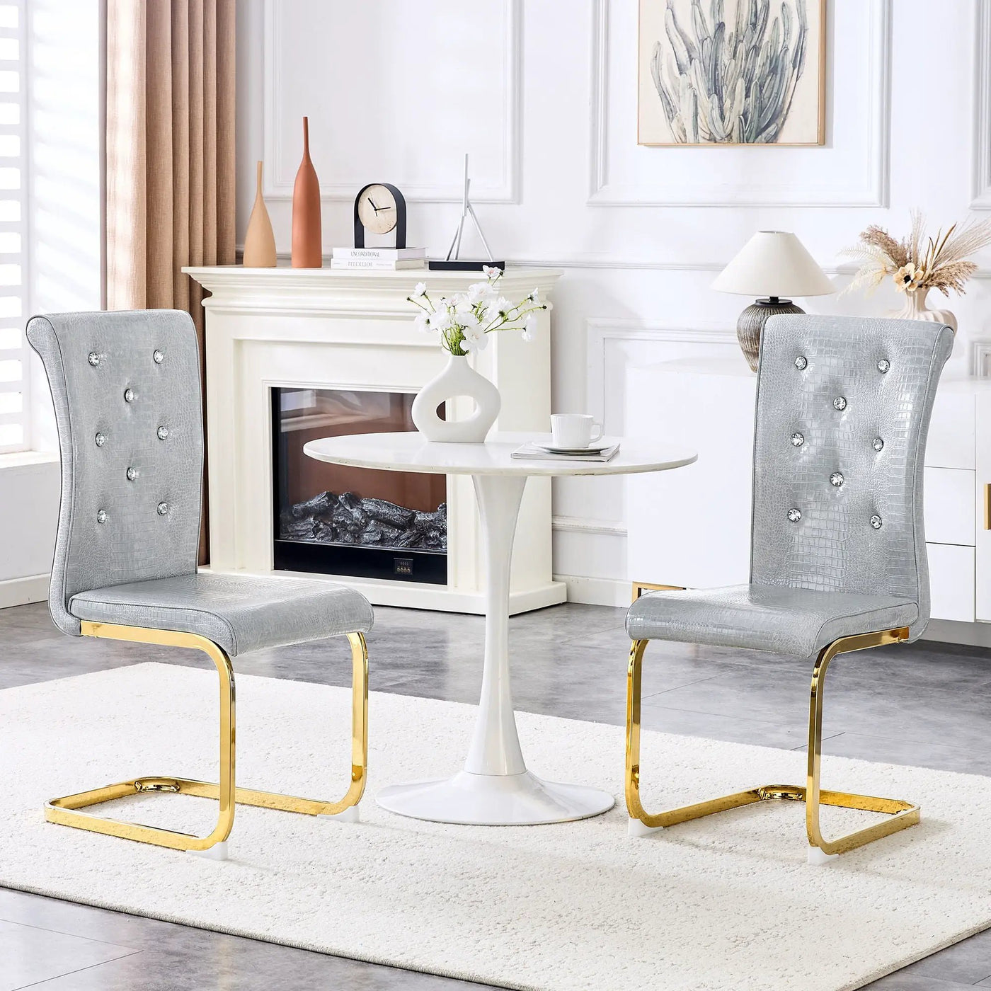 Elegant Design Alligator Skin Upholstered Dining Chairs by HouseOfZazla