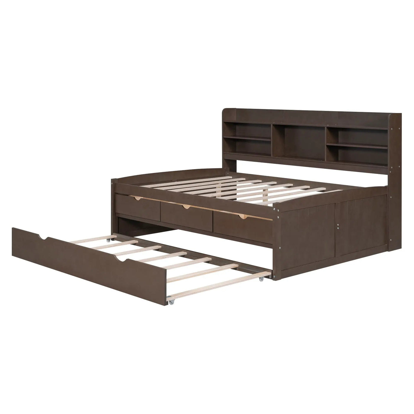 Captain Bed With Built In Bookshelves, 3 Storage Drawers, And Trundle by HouseOfZazla