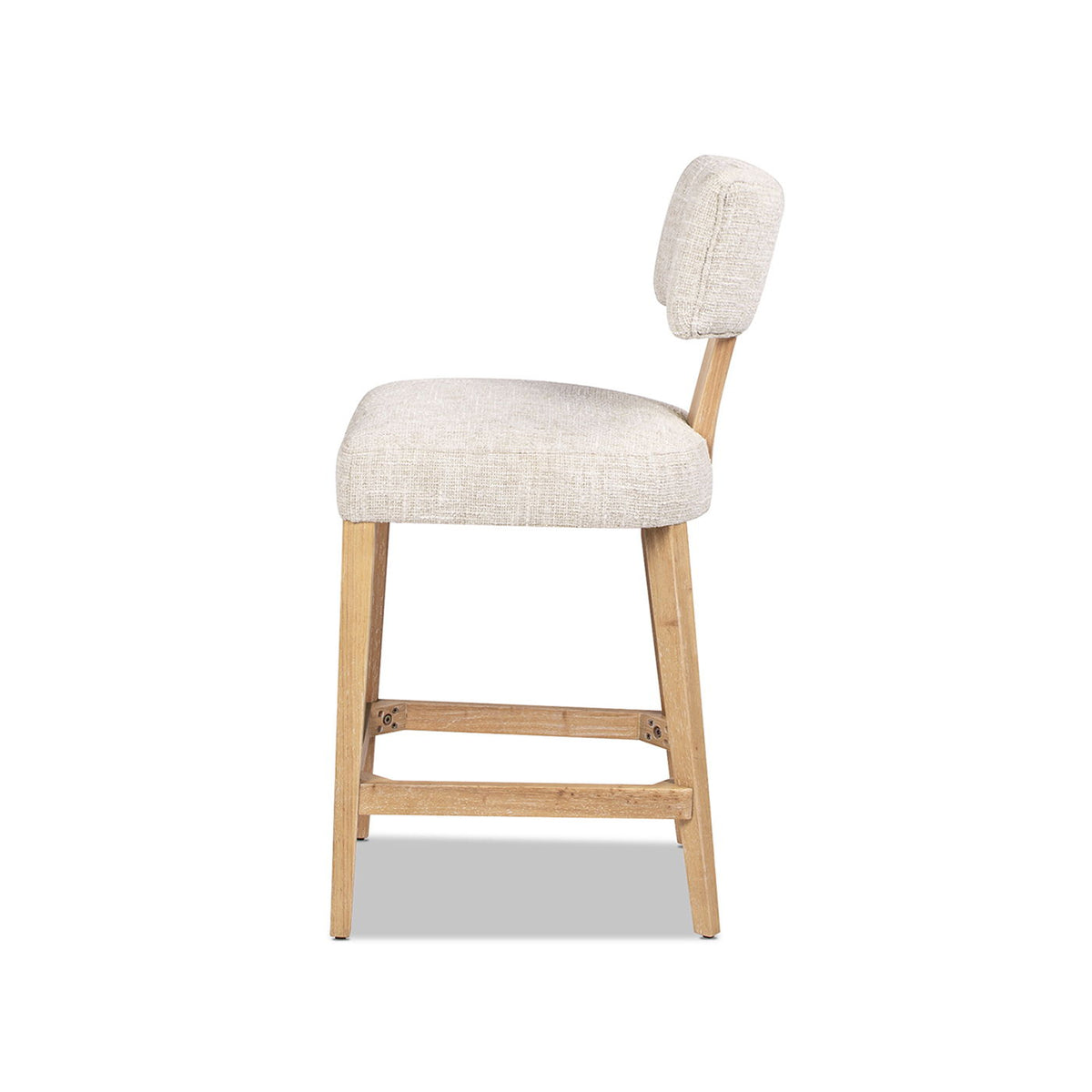 Round Arched Upholstered Counter Stool Set with Open Back - Travertine Beige, photo 4 of 11