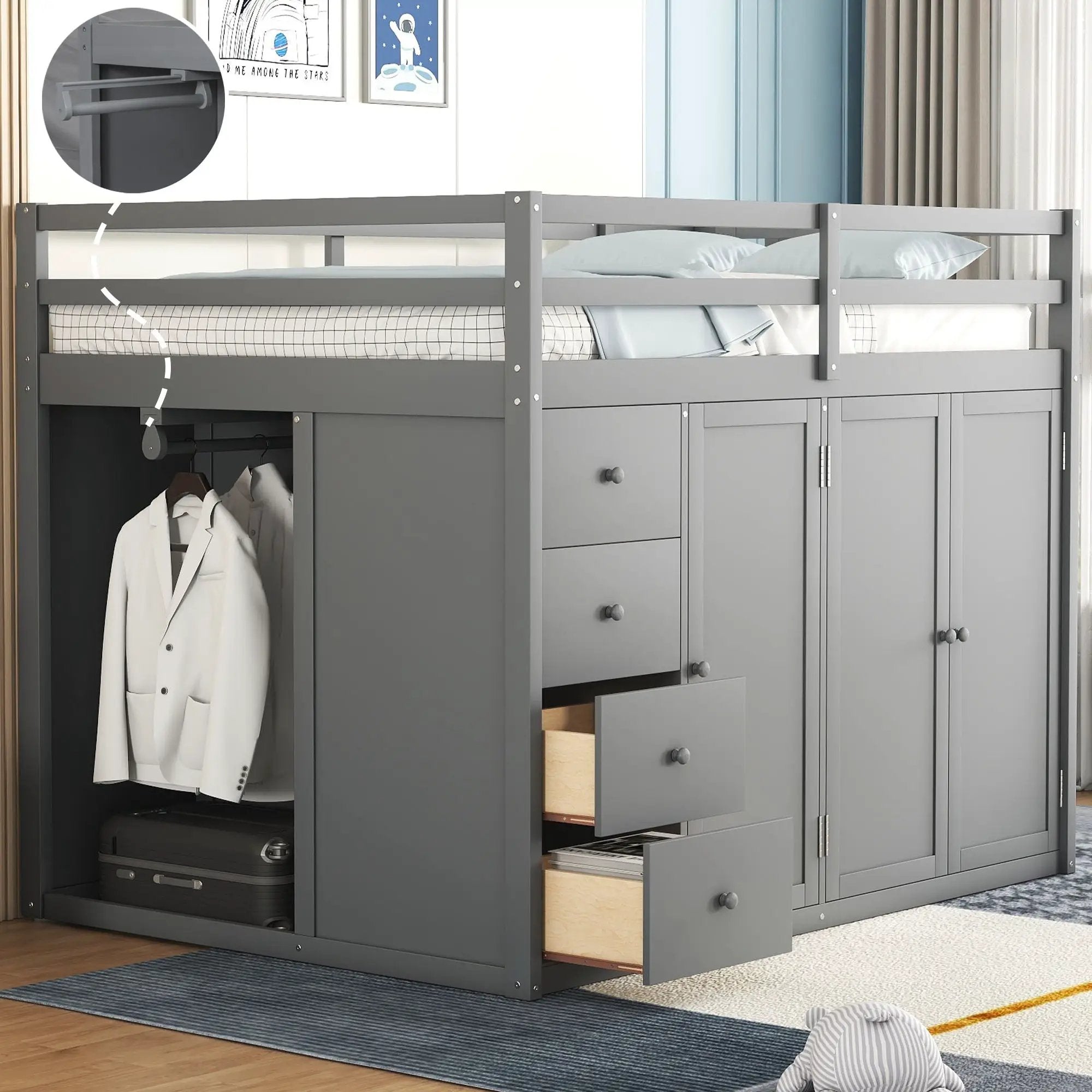 Loft Bed With Built In Wardrobes, Cabinets And Drawers by Unique Piece Furniture