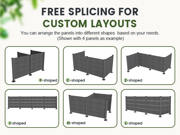 50" W x 49" H Outdoor Privacy Screen with Aluminum Posts, 4 Panels, Dark by HouseOfZazla