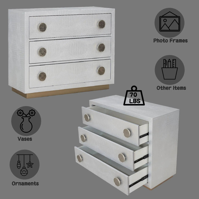 Anpu - Faux Crocodile Skin Console Cabinet - Silver by Unique Piece Furniture