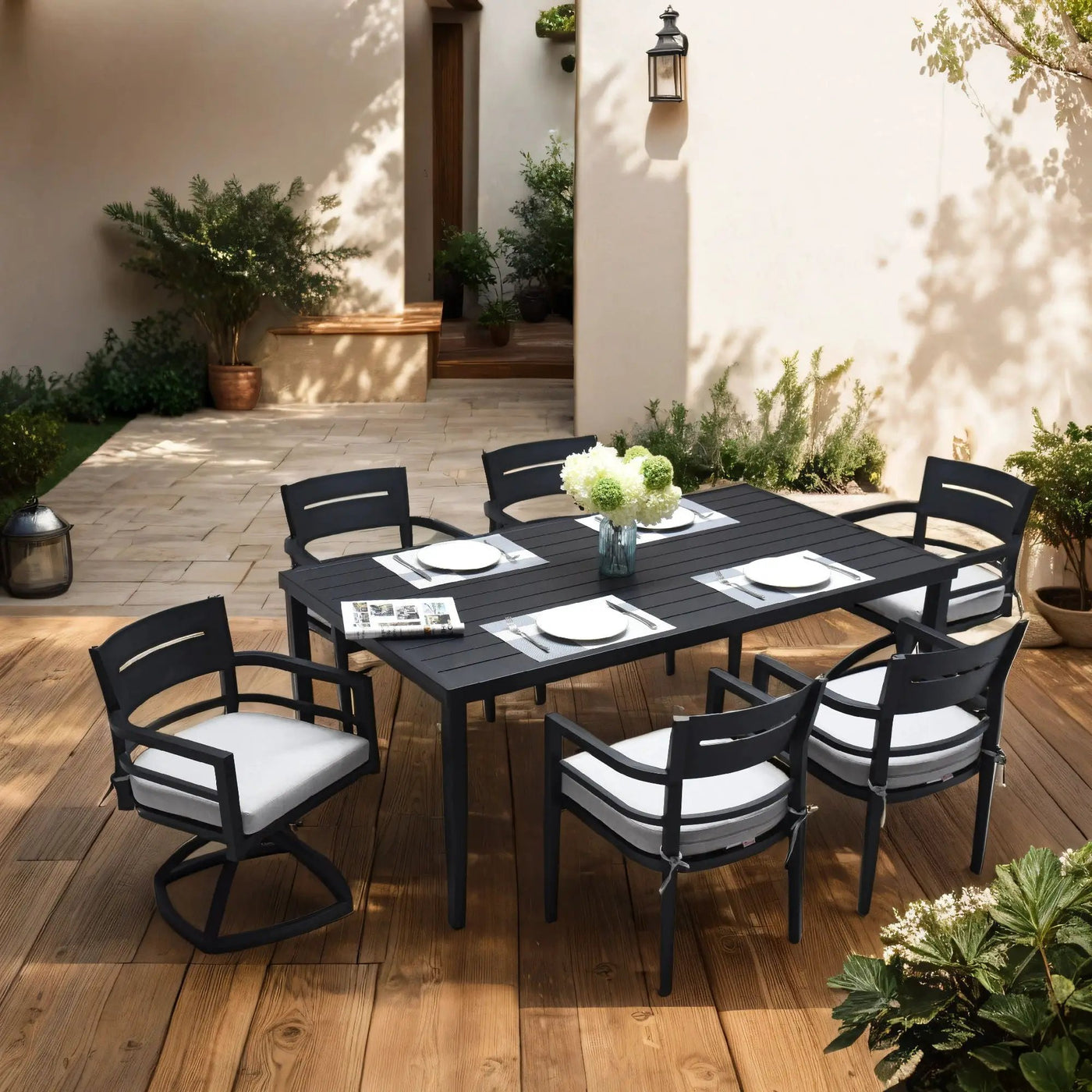 Outdoor Patio Dining Table With Tapered Feet & Umbrella Hole by HouseOfZazla