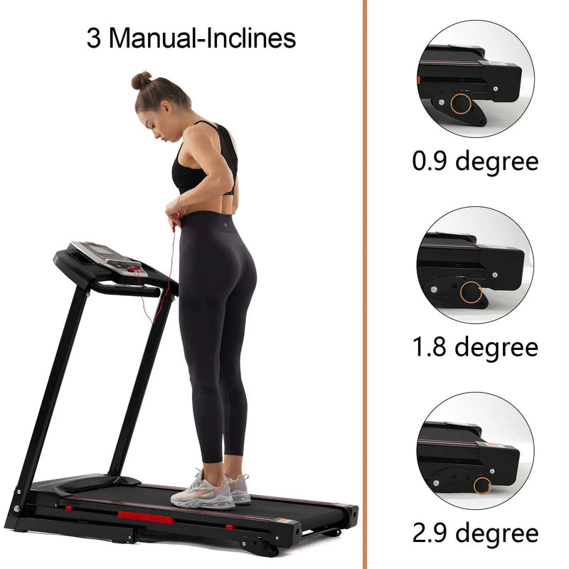 Folding Treadmills For Home - 3.5Hp Portable Foldable With Incline, Electric Treadmill For Running Walking Jogging Exercise With 12 Preset Programs, Indoor Workout Training Space Save Apartment, App - Black by HouseOfZazla
