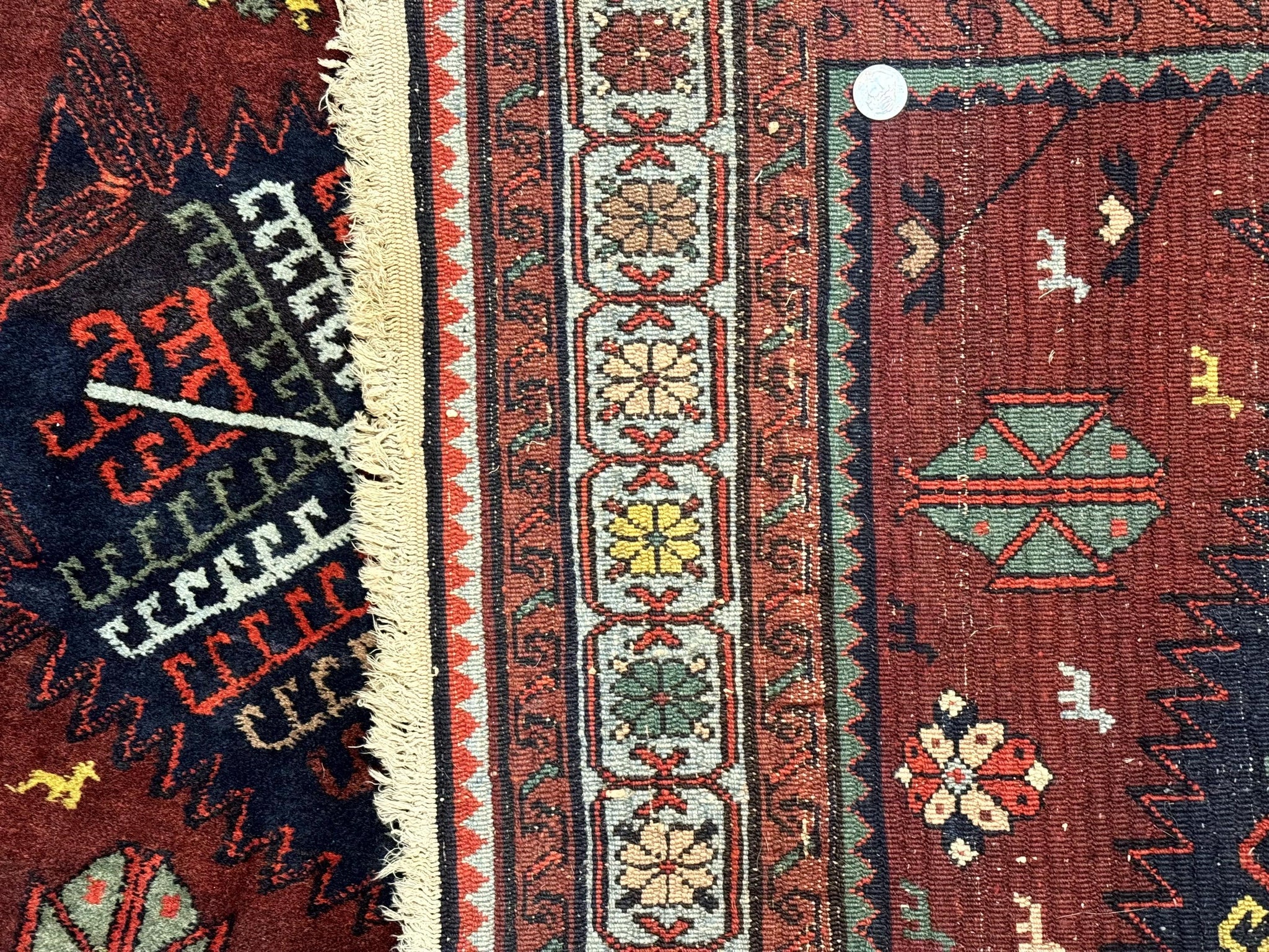 Antique Persian Tribal Rug 5 x 7.8, Triple Medallions, Red, Persian Afshar Rug by Jewel Rugs