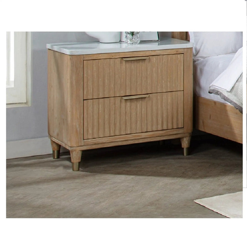 Nightstand With Accented Hardware - Natural Wood by Unique Piece Furniture