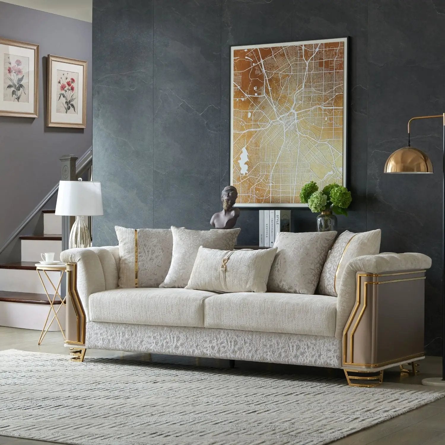 Chateau - Sofa - Cream / Brown by HouseOfZazla