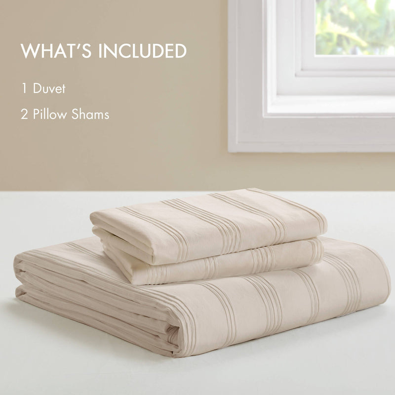 Striped Full Woven Duvet Set with 2 Pillow Shams - Full Size, photo 3 of 10