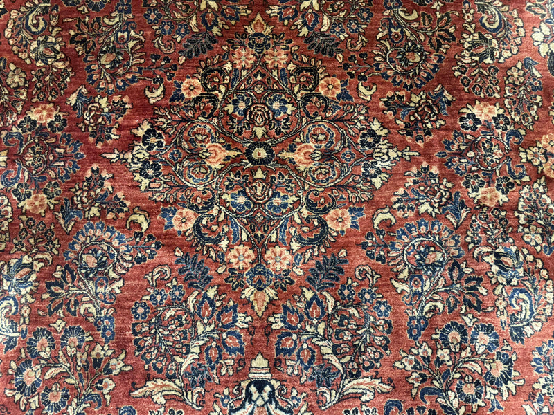 Large Persian Sarouk Rug 10x17, Palace Size Antique Persian Carpet, Red, Floral Allover, Traditional Persian Rug, Oversize Handmade Wool Rug by Jewel Rugs