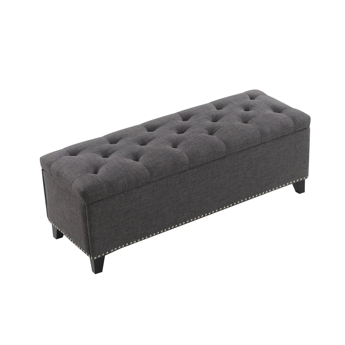 Button-Tufted Storage Ottoman With Safety Close Hinge by HouseOfZazla
