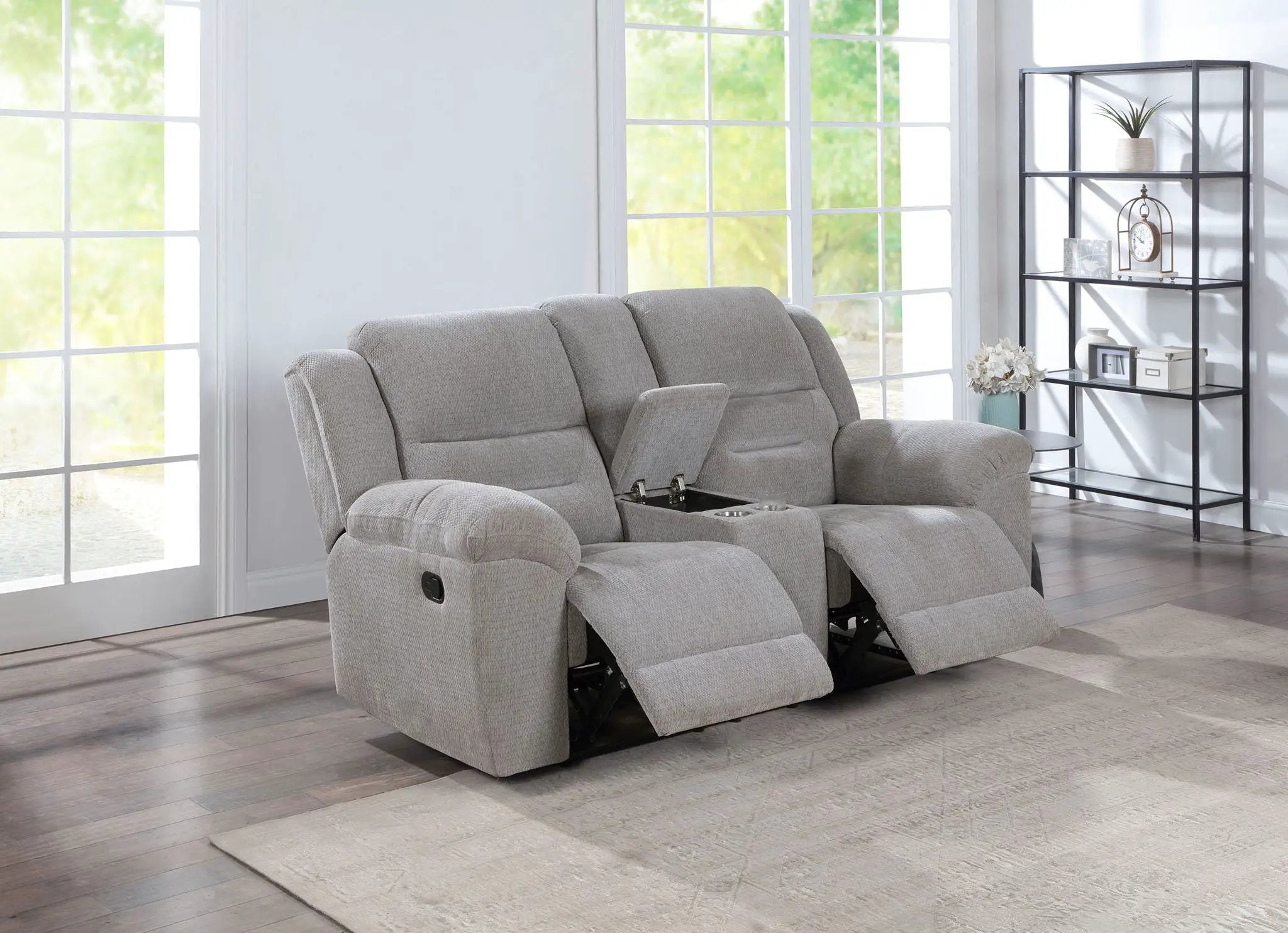 Gilson Chenille Upholstered Reclining Loveseat Grey by Unique Piece Furniture