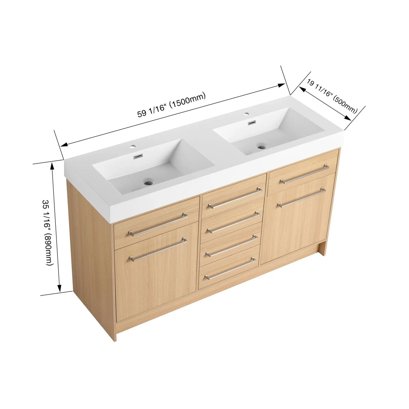 Freestanding Bathroom Vanity With Resin Sink, Soft-Closing Doors And Drawers by HouseOfZazla