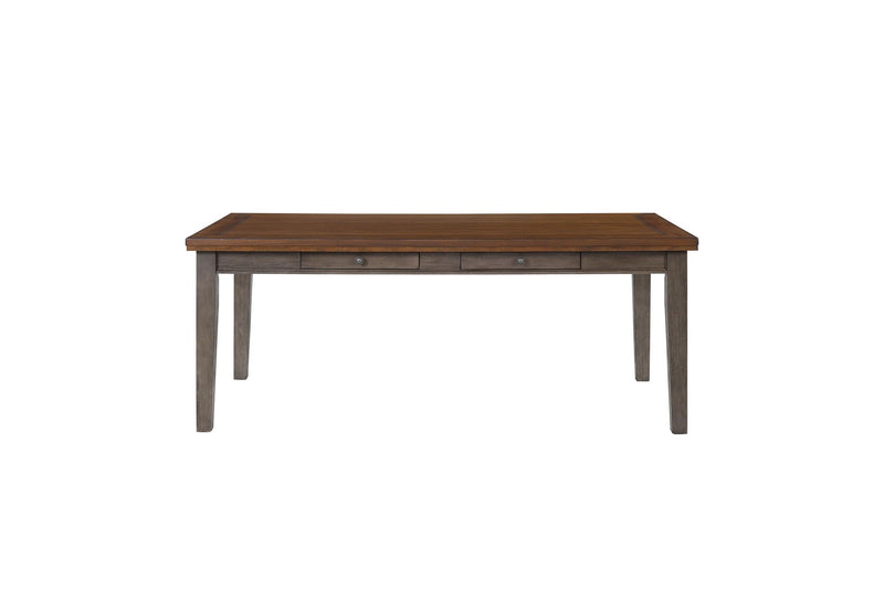 2 Tone 6 Drawer Dining Table with Ample Storage - Gray