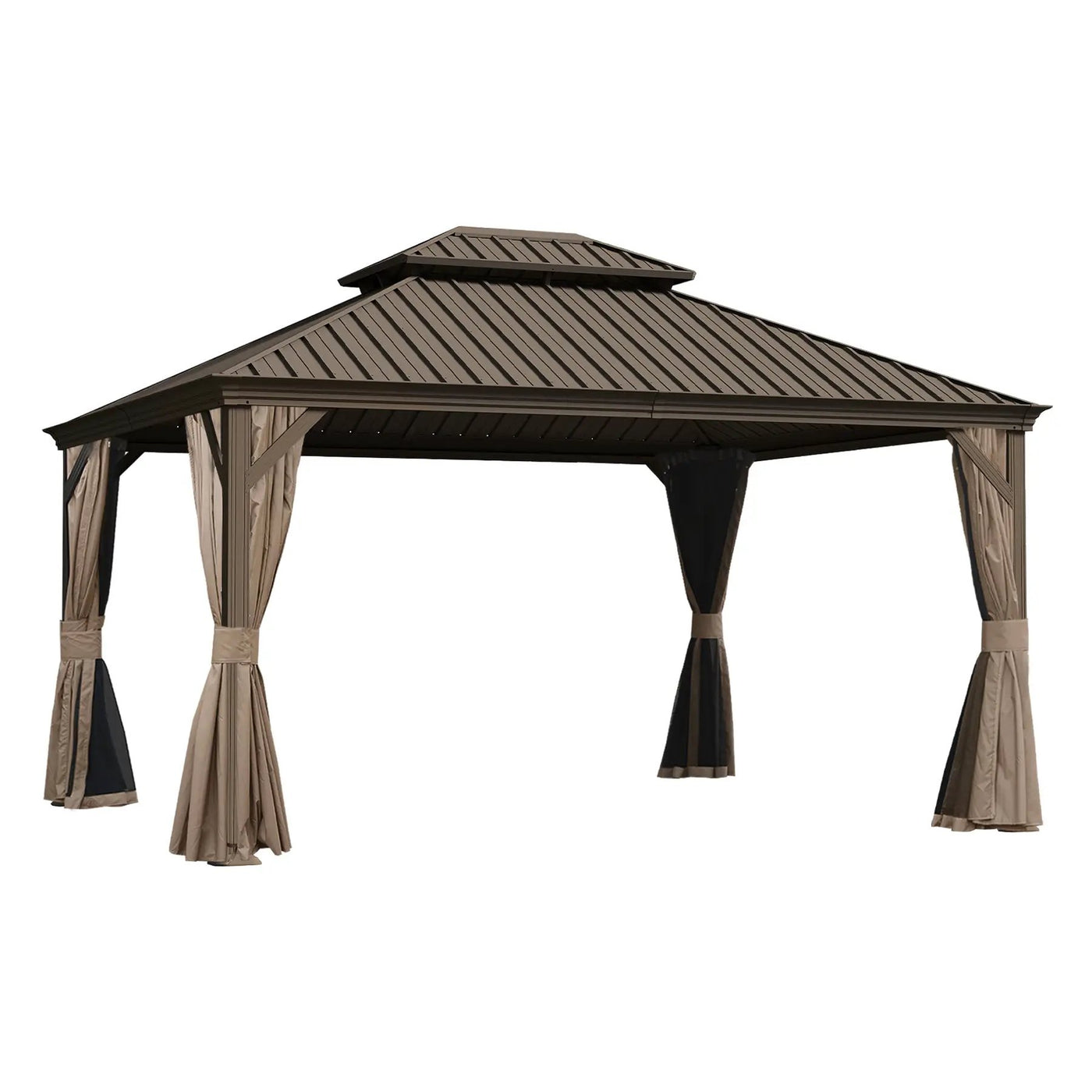 10x13ft Outdoor Gazebo with Galvanized Steel Double Roof by HouseOfZazla