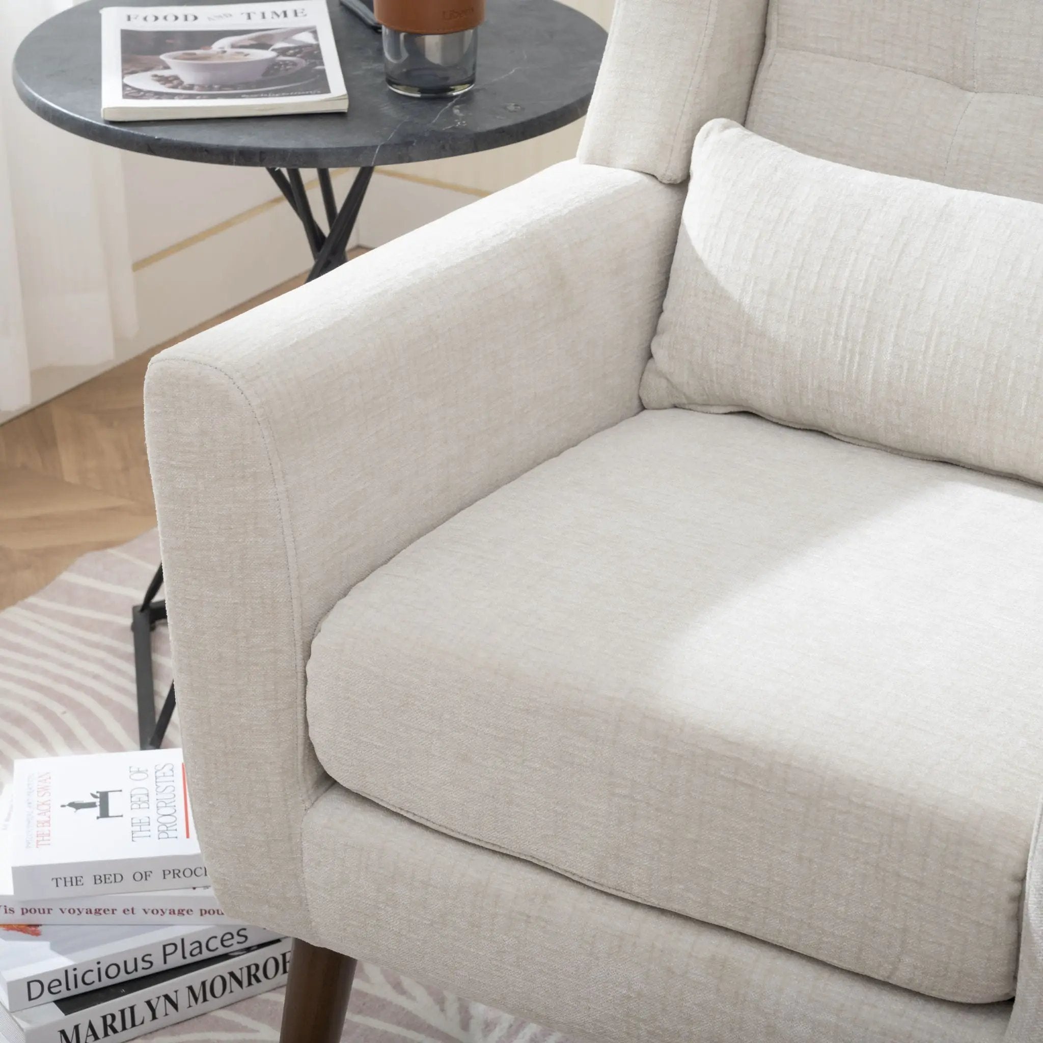 Modern Accent Chair Upholstered Foam Filled Living Room Chairs Comfy Reading Chair Mid-Century Modern Chair With Fabric Lounge Arm Chairs Armchair For Living Room Bedroom by Unique Piece Furniture