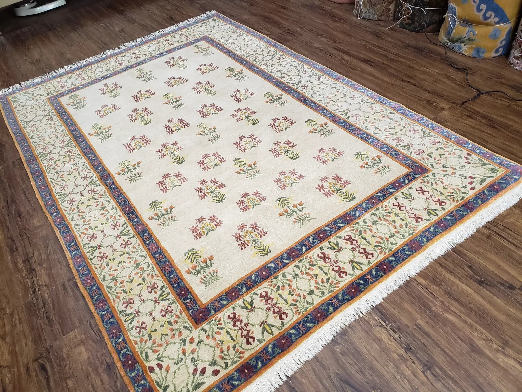 Tufenkian Rug 5.9 x 8.6, Tibetan Nepalese Rug, Hand Knotted, Soft Shiny Wool, Repeated Motifs, Contemporary Modern, Area Rug 6x9, Vintage by Jewel Rugs