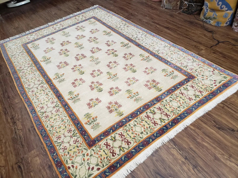 Tufenkian Rug 5.9 x 8.6, Tibetan Nepalese Rug, Hand Knotted, Soft Shiny Wool, Repeated Motifs, Contemporary Modern, Area Rug 6x9, Vintage by Jewel Rugs