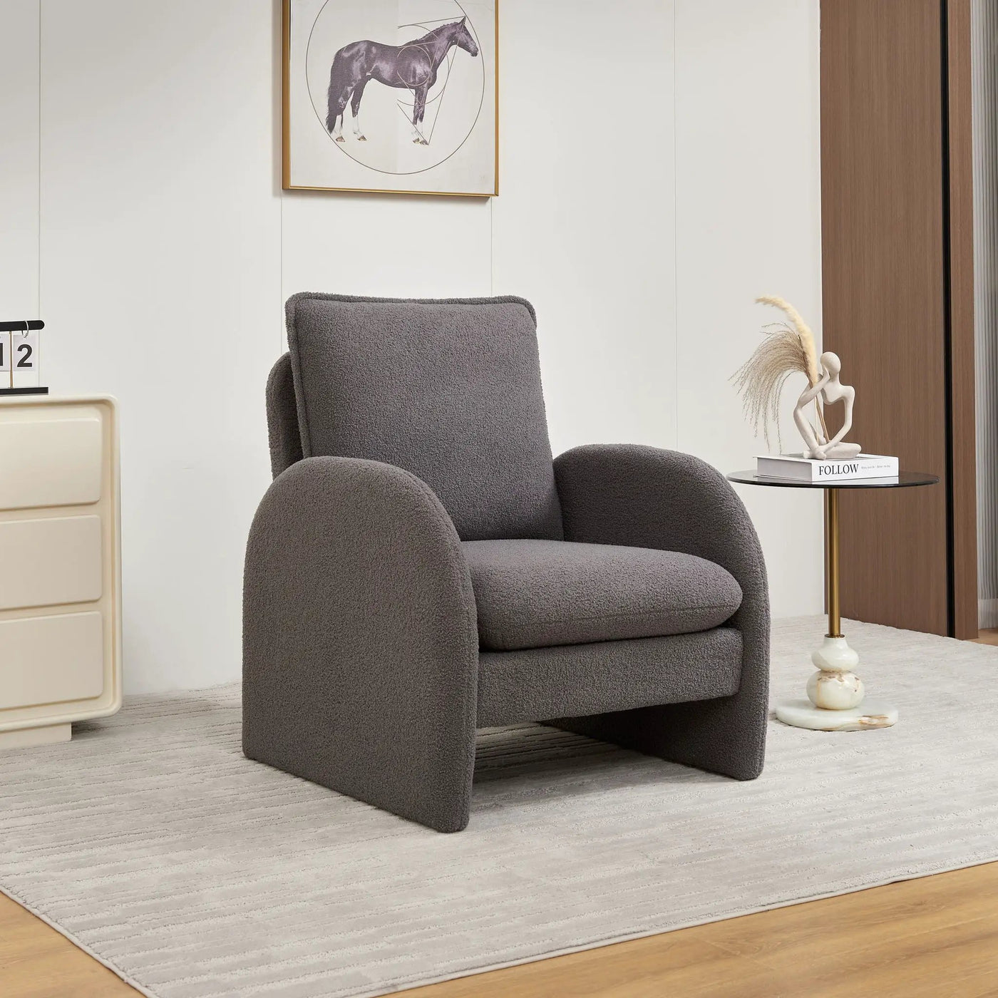 Modern Sherpa Upholstered Accent Chair, Comfortable Living Room Armchair, Lounge Chair For Bedroom, And Office by HouseOfZazla