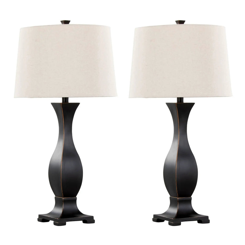 Riley - Contemporary Table Lamp (Set of 2) - Oil Rubbed Bronze / Oat by HouseOfZazla