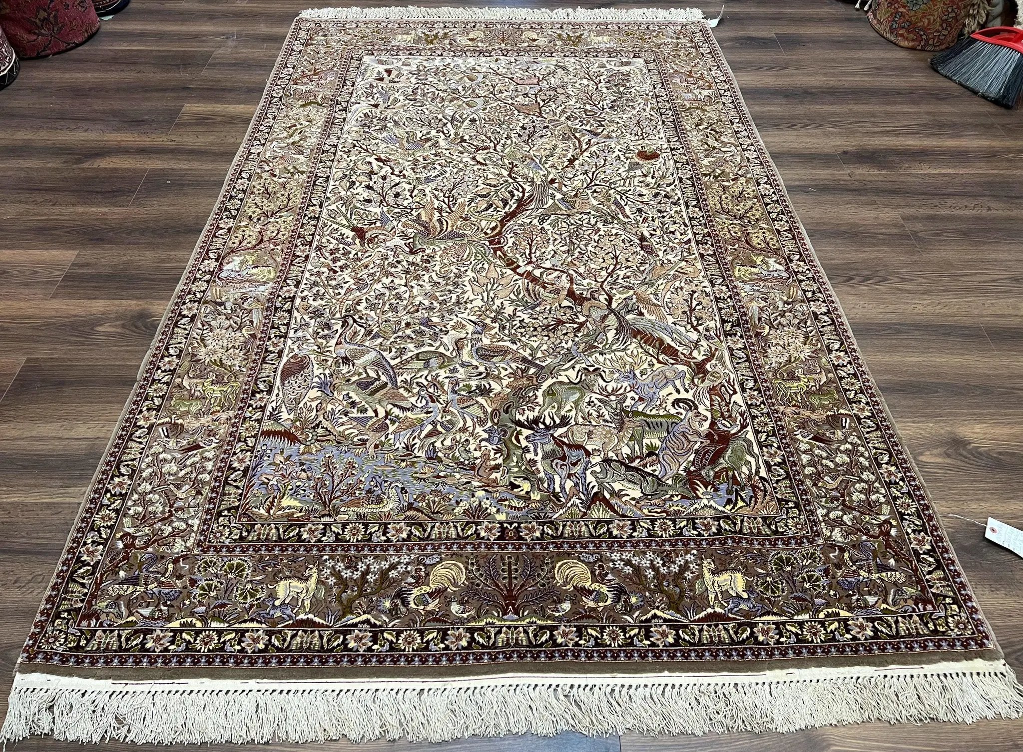 Persian Isfahan Rug 5x8 - Tree of Life, Animal Pictorials, Kork Wool & Silk by Jewel Rugs