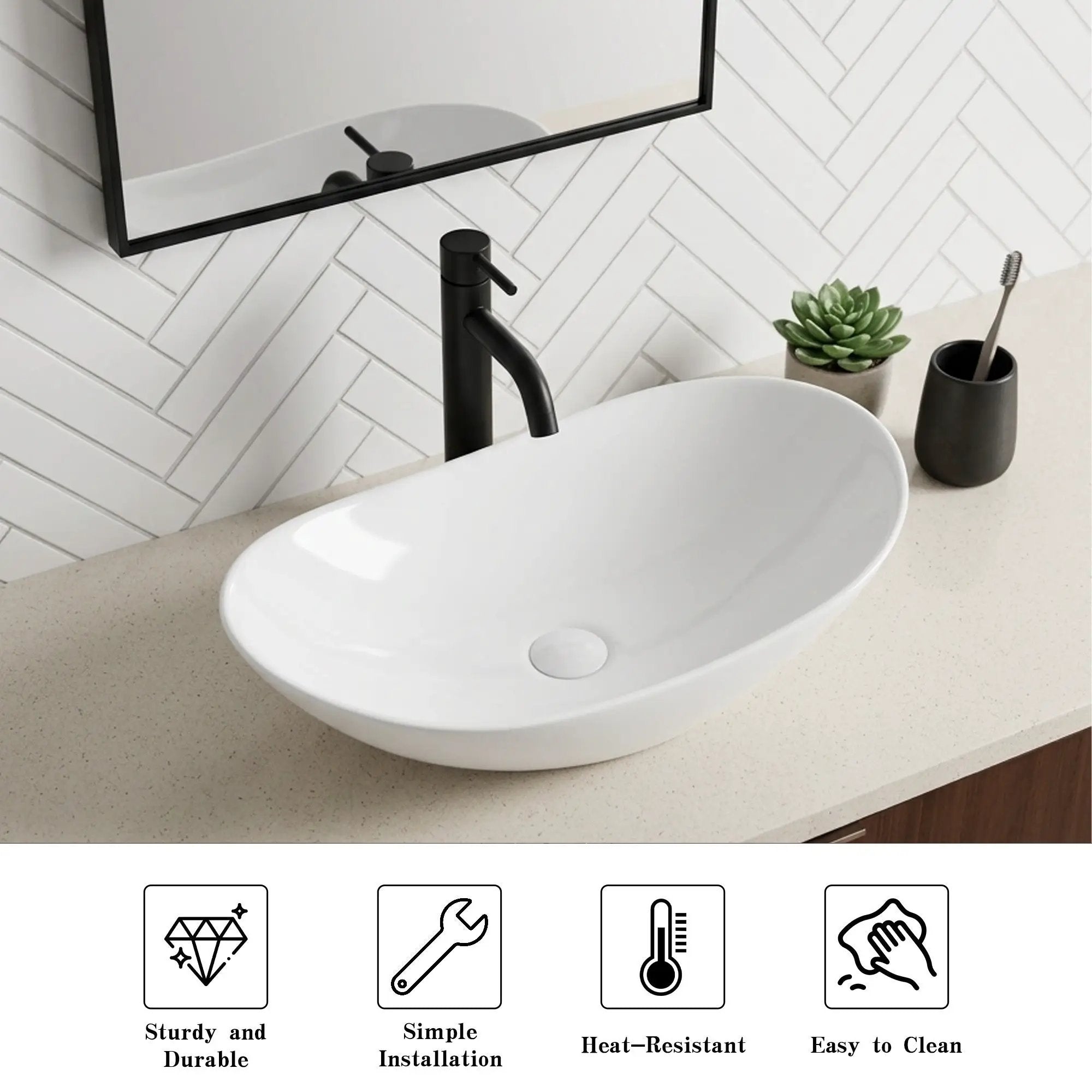 White Oval Ceramic Vessel Sink by HouseOfZazla