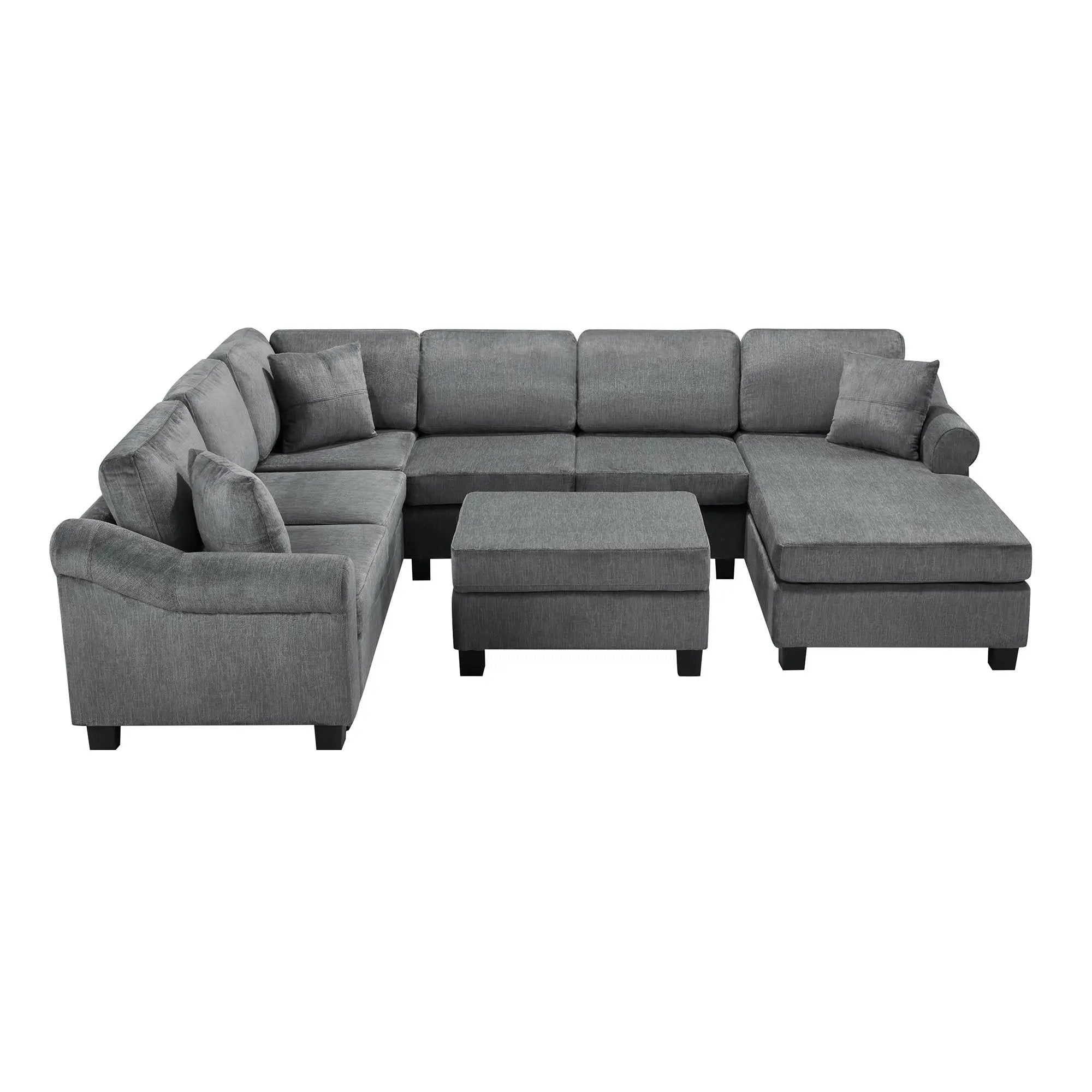 Contemporary U - Shaped Sectional Sofa With Movable Storage Ottoman by Unique Piece Furniture
