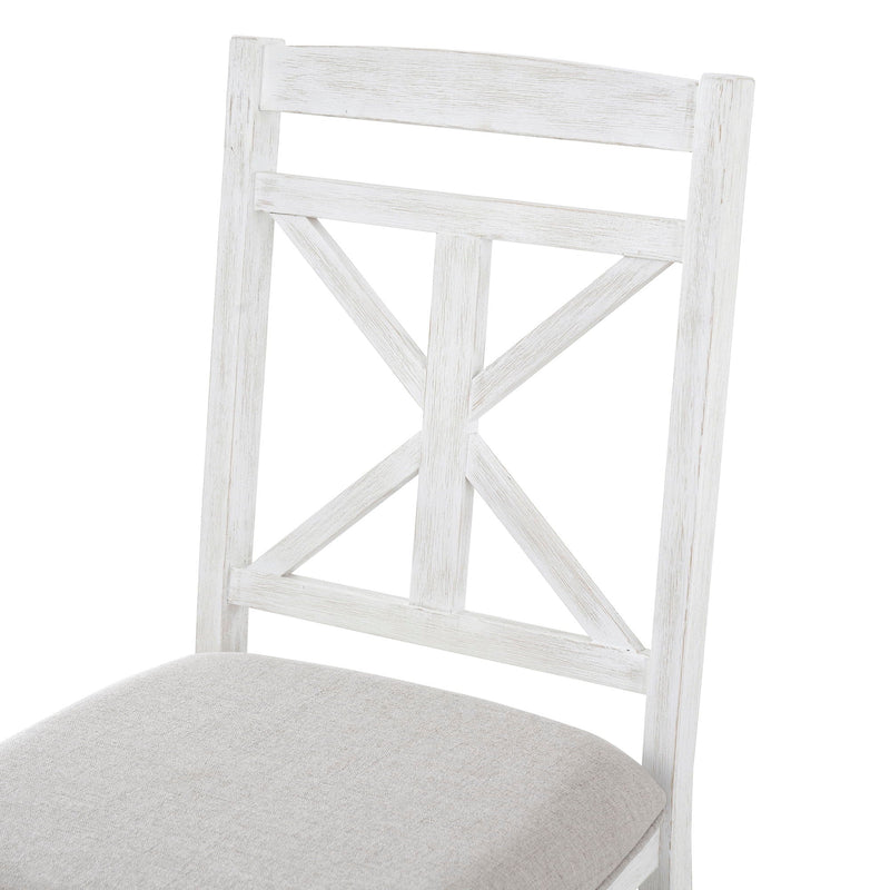 Dining Set With Extendable Round Table And 4 Upholstered Chairs