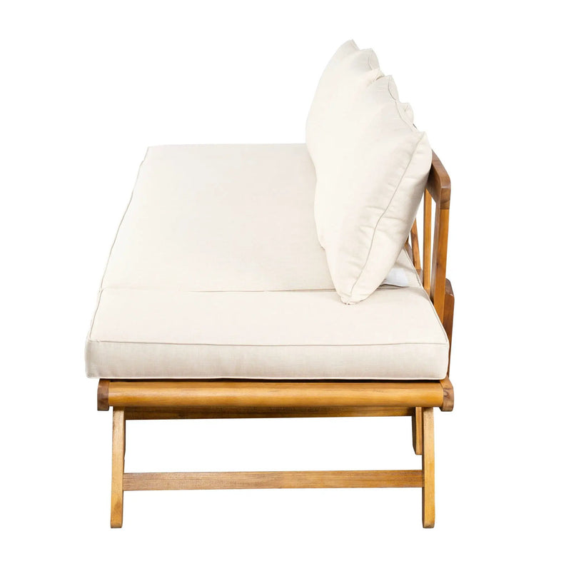 Outdoor Patio Daybed Sofa, 3 Seat Sofa With Foldable Arm 4 Back Pillows
