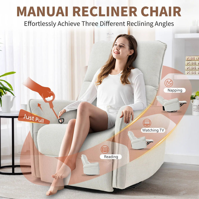 270° Power Swivel Rocker Glider Recliner Chair With USB Ports by Unique Piece Furniture