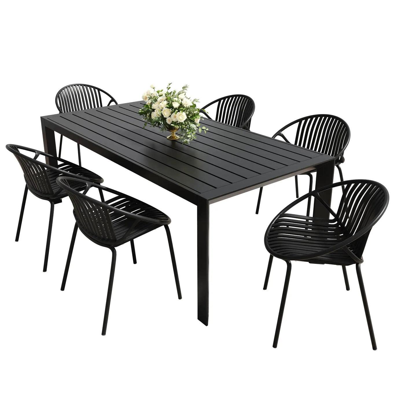 7 Piece Dining Set With Stackable Chairs by HouseOfZazla
