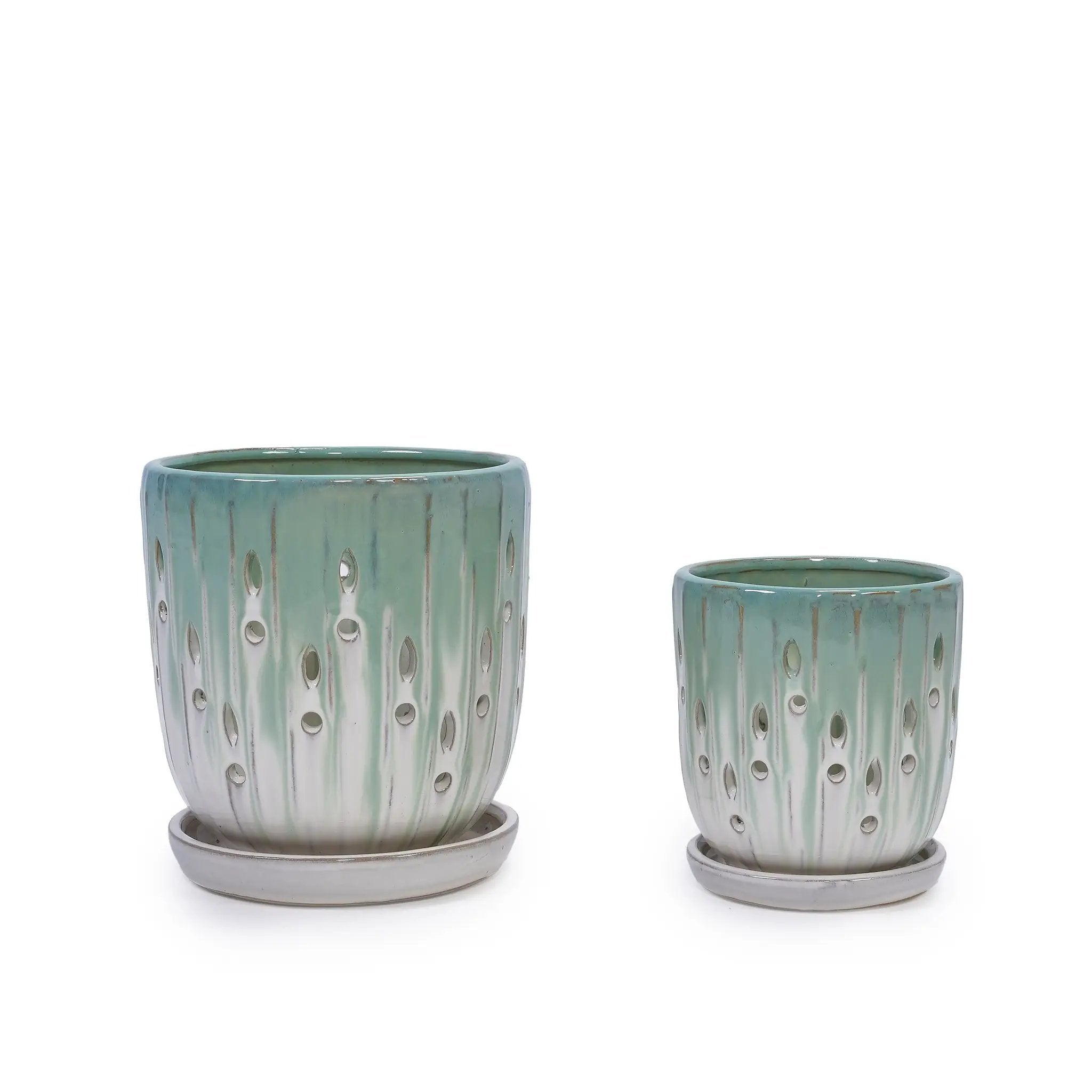 Set of 2 Ceramic Flowerpots with Drainage Hole by HouseOfZazla