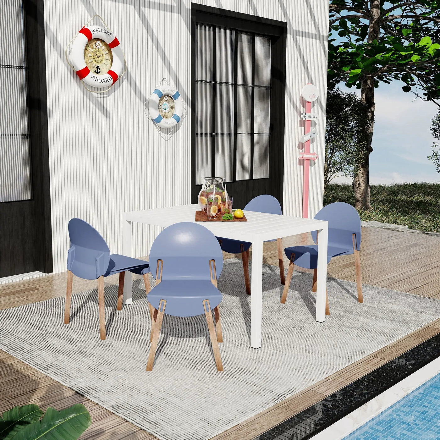 4 Piece Set Of Single Chairs With Long Table by HouseOfZazla