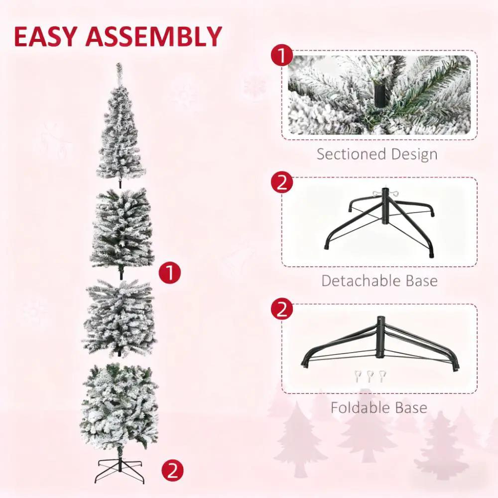 9ft Flocked Christmas Tree with Faux Snow by HouseOfZazla