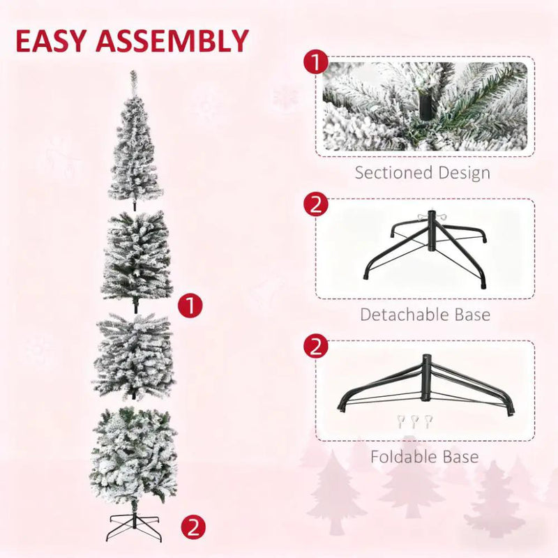 9ft Flocked Christmas Tree with Faux Snow by HouseOfZazla