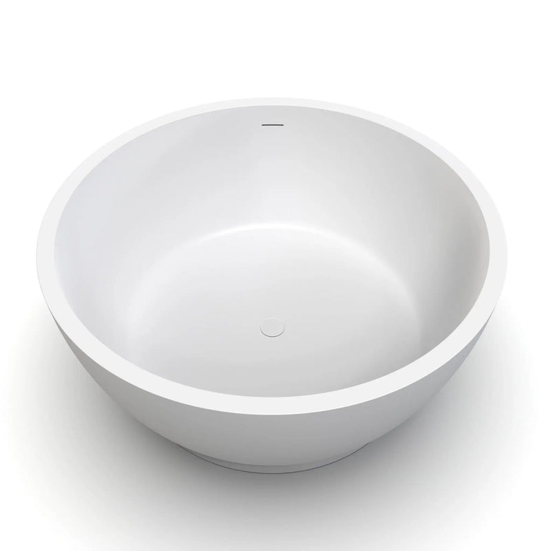 52.7 Inch Round Freestanding Solid Surface Soaking Bathtub by HouseOfZazla
