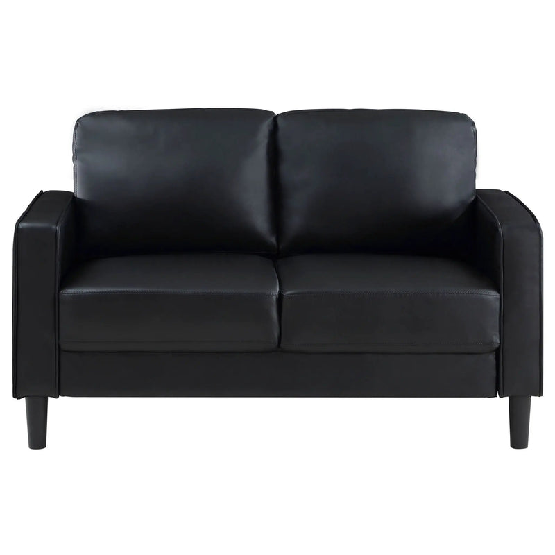 Ruth Upholstered Track Arm Loveseat Black by Unique Piece Furniture