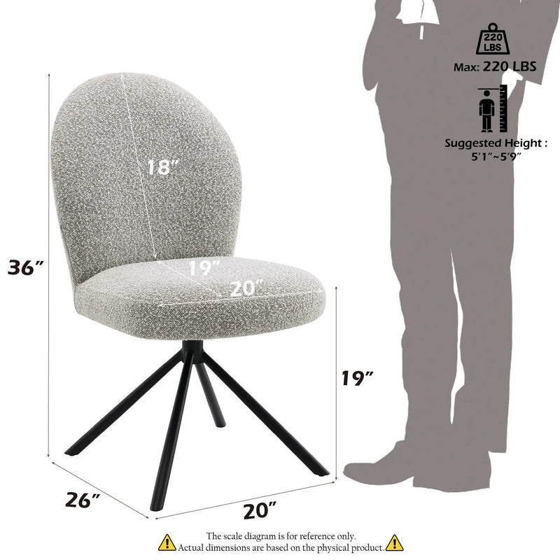 Side Chair With Swivel (Set of 2) - Gray by HouseOfZazla