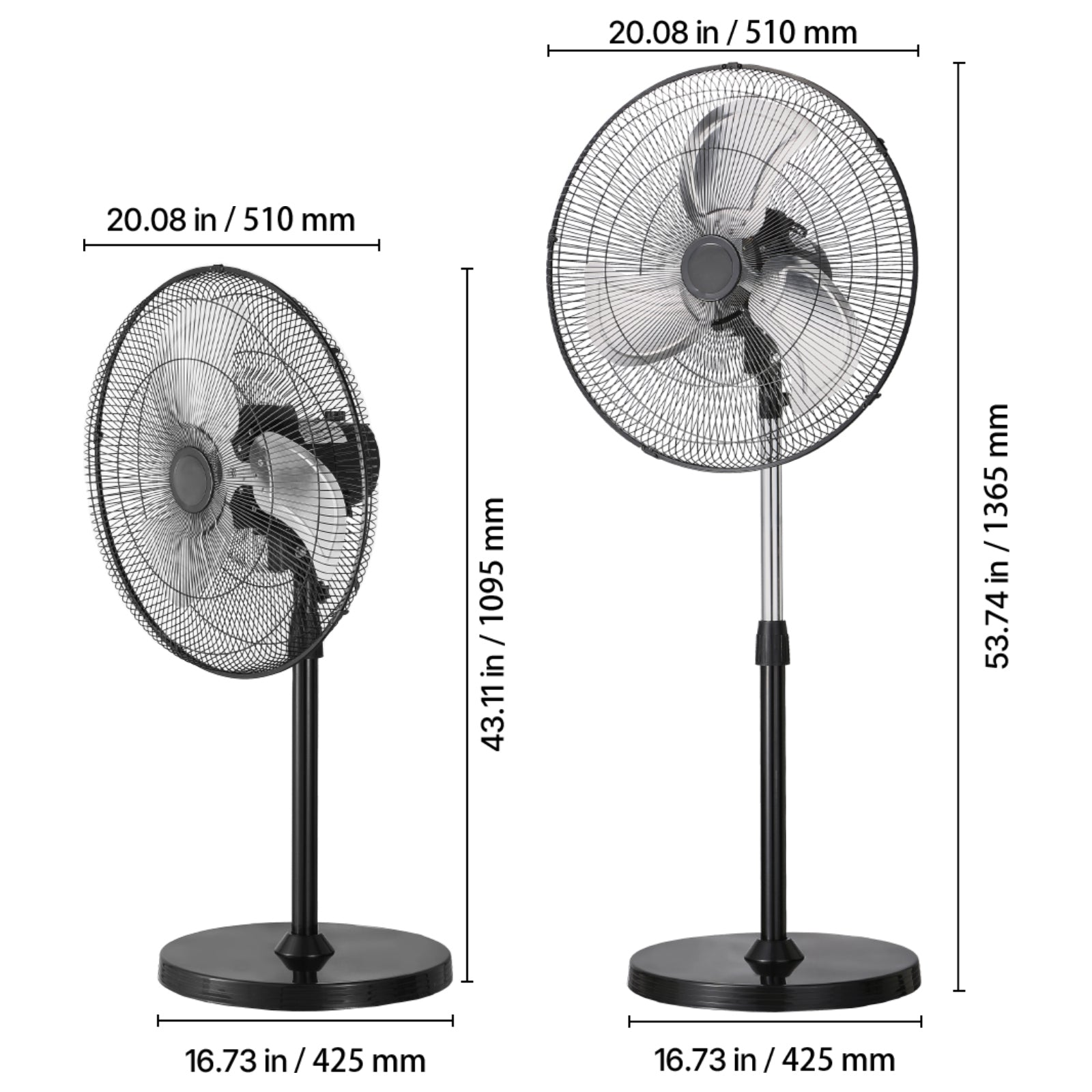 18" Industrial Pedestal Fan 3-Speed Oscillating Fan with Adjustable Height by HouseOfZazla