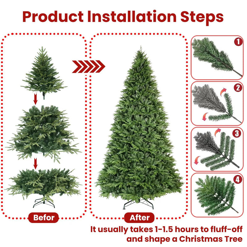 6.5ft Artificial Christmas Tree, Premium Hinged Pine by HouseOfZazla