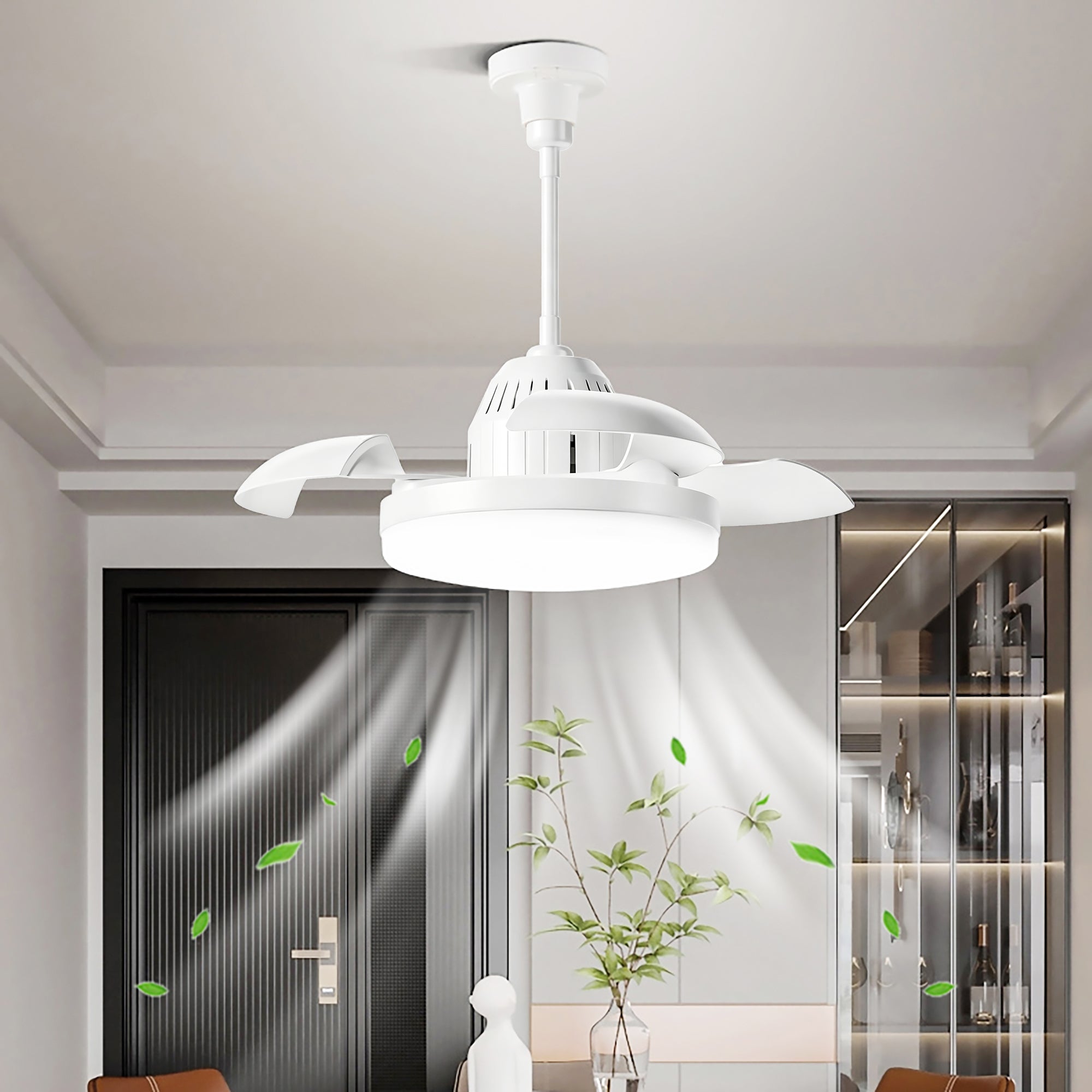 Bulb-Type Small Ceiling Fan with Retractable Blades and Remote Control by HouseOfZazla