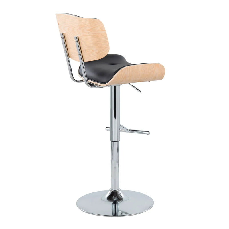 Lombardi - Contemporary Adjustable Barstool With Swivel With Straight T Footrest (Set of 2) by Unique Piece Furniture