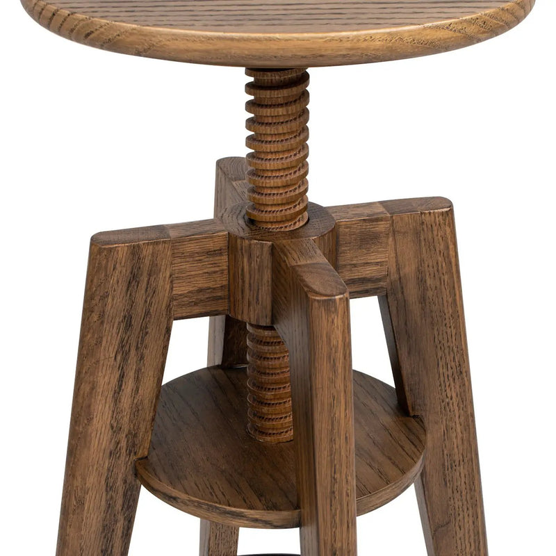 Spencer - Minimalist Oak Adjustable Bar Counter Stool - Walnut Brown Oak by HouseOfZazla