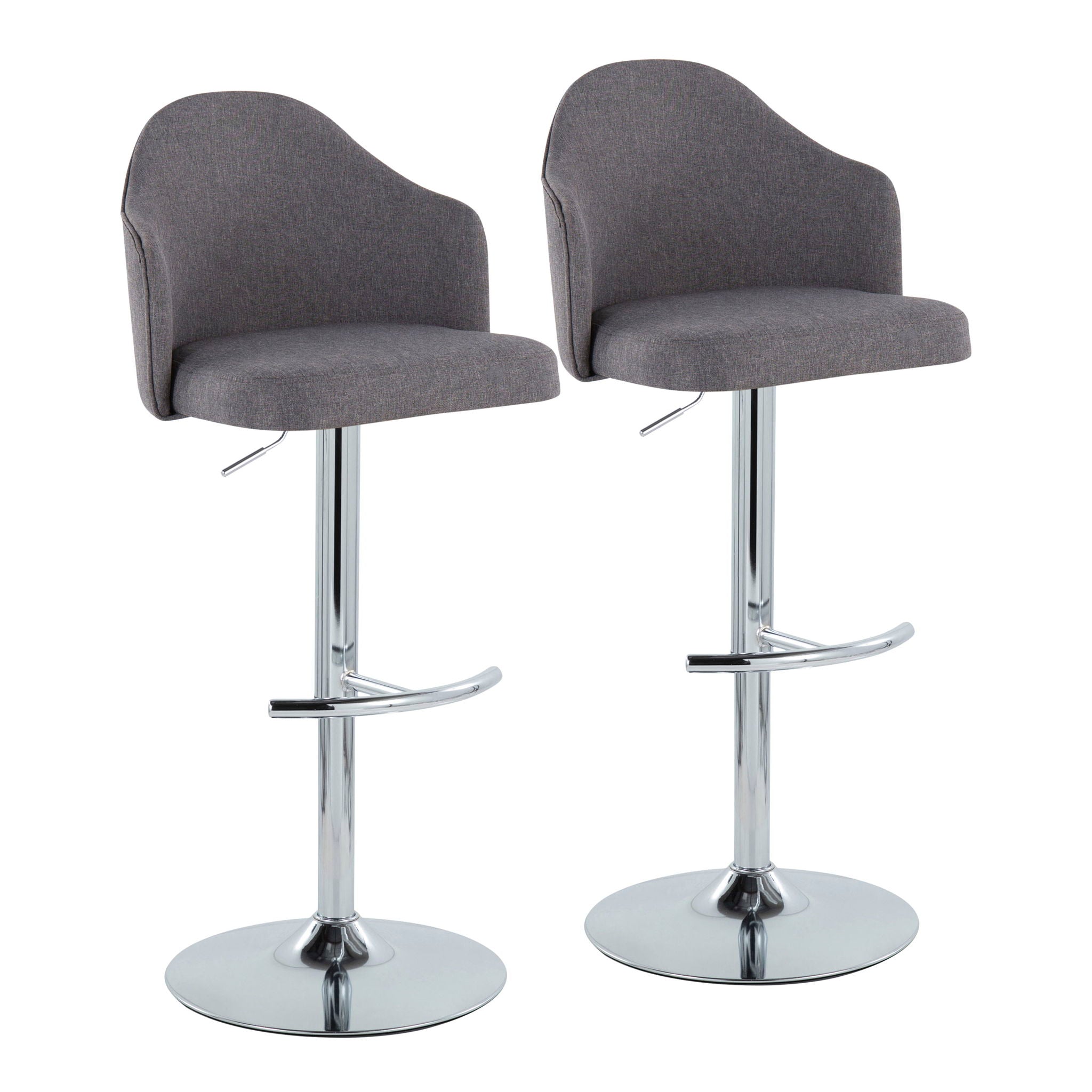 Ahoy - Contemporary Adjustable Barstool With Swivel With Rounded T Footrest (Set of 2) by Unique Piece Furniture