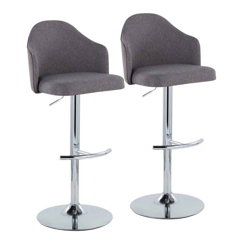 Ahoy - Contemporary Adjustable Barstool With Swivel With Rounded T Footrest (Set of 2) by Unique Piece Furniture