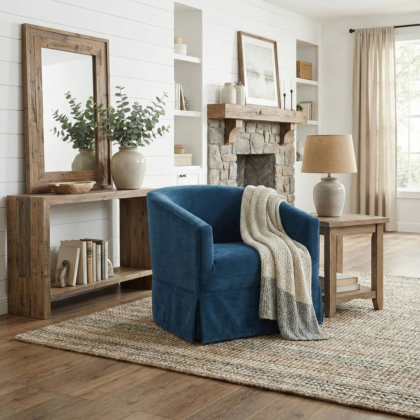Elm - Skirted Swivel Chair by HouseOfZazla