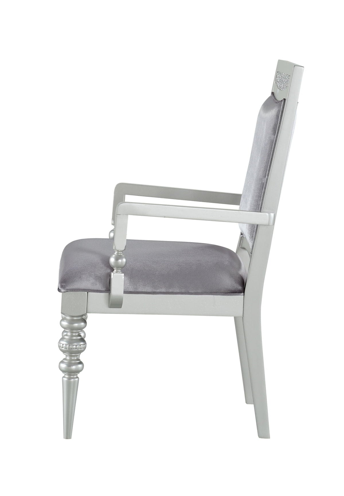 Maverick Arm Chair Set of 2 with Fabric Upholstery and Wooden Frame - Silver, photo 3 of 4